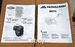 McCulloch MRT6, 2 Wheel Rear Tine Cultivator / Tiller, Briggs & Stratton Engine