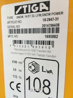 STIGA Snow Power Blower 14.5T Briggs & Stratton New Never Used