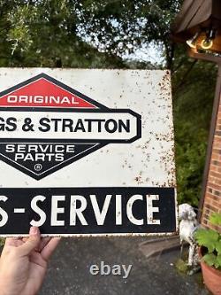 Vintage Briggs & Stratton Service Parts Dealer Sign Double Sided Sales Service